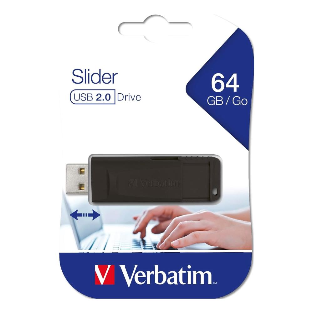 USB FLASH 64GB VERBATIM STORE'N' GO SLIDER BLACK 98698