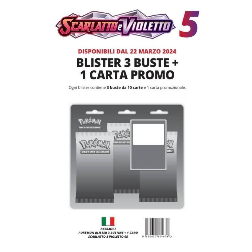 Pokemon - Blister 3 Bustine + 1 Card "Scarlatto e Violetto - 05 CRONOFORZE" 22/03/24