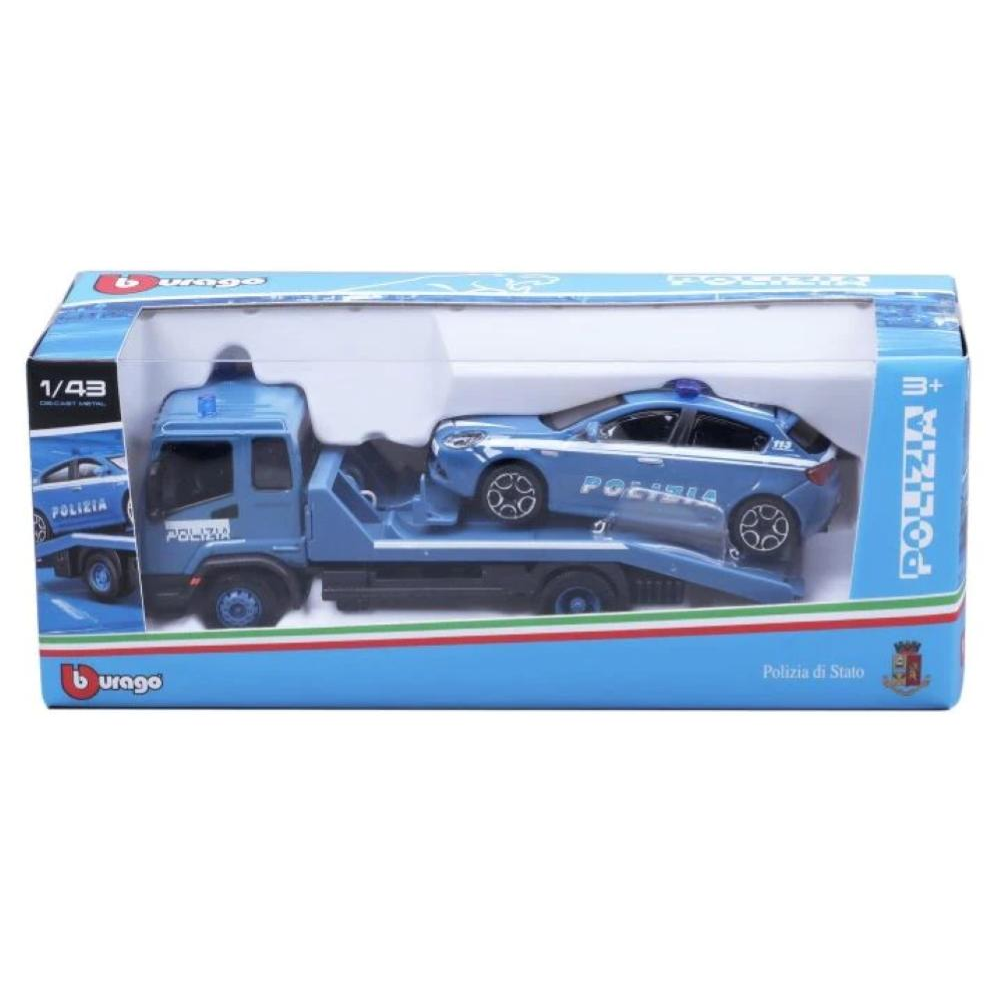 BURAGO CARRO ATTREZZI POLIZIA CON AUTO 1:43