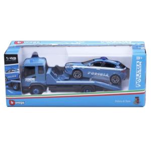 BURAGO CARRO ATTREZZI POLIZIA CON AUTO 1:43