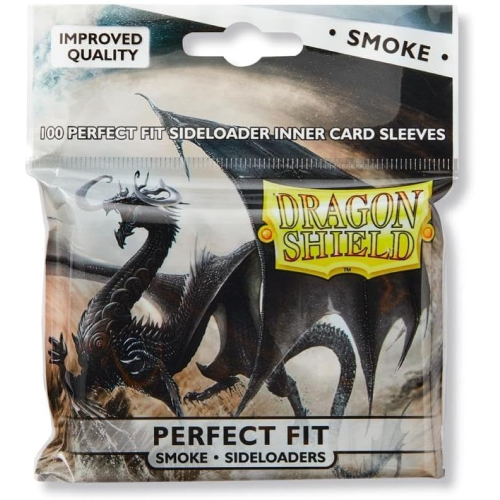 DRAGON SHIELD STANDARD PERFECT FIT SIDELOADING SLEEVES - CLEAR/SMOKE (100 SLEEVES) AT-13123