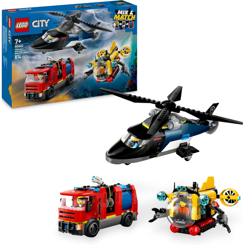 LEGO CITY - Elicottero, autopompa e sottomarino 60462 