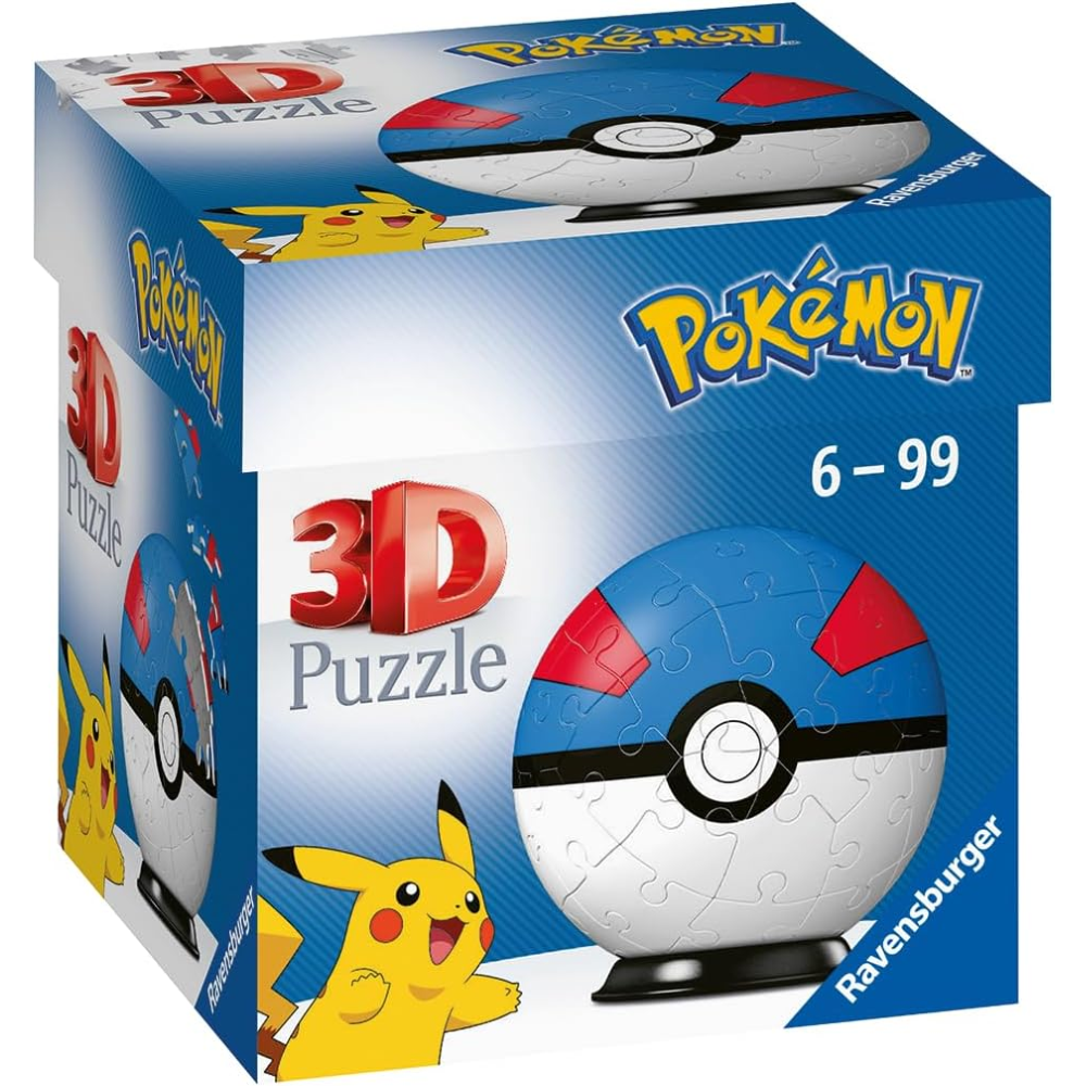 Ravensburger Puzzle 3D - Puzzleball 54 pc Pokeball blu 11265