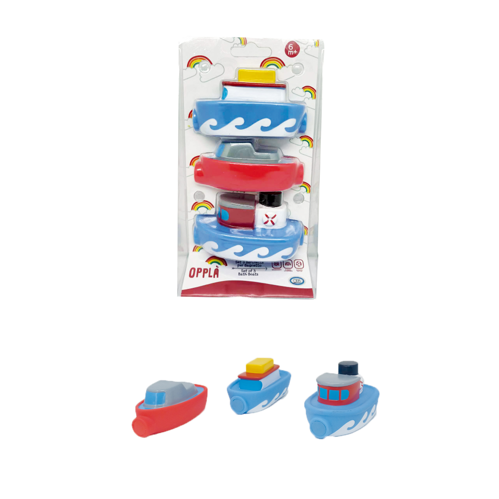 Opplà - Set 3 Barchette 10 cm per bagnetto in PVC