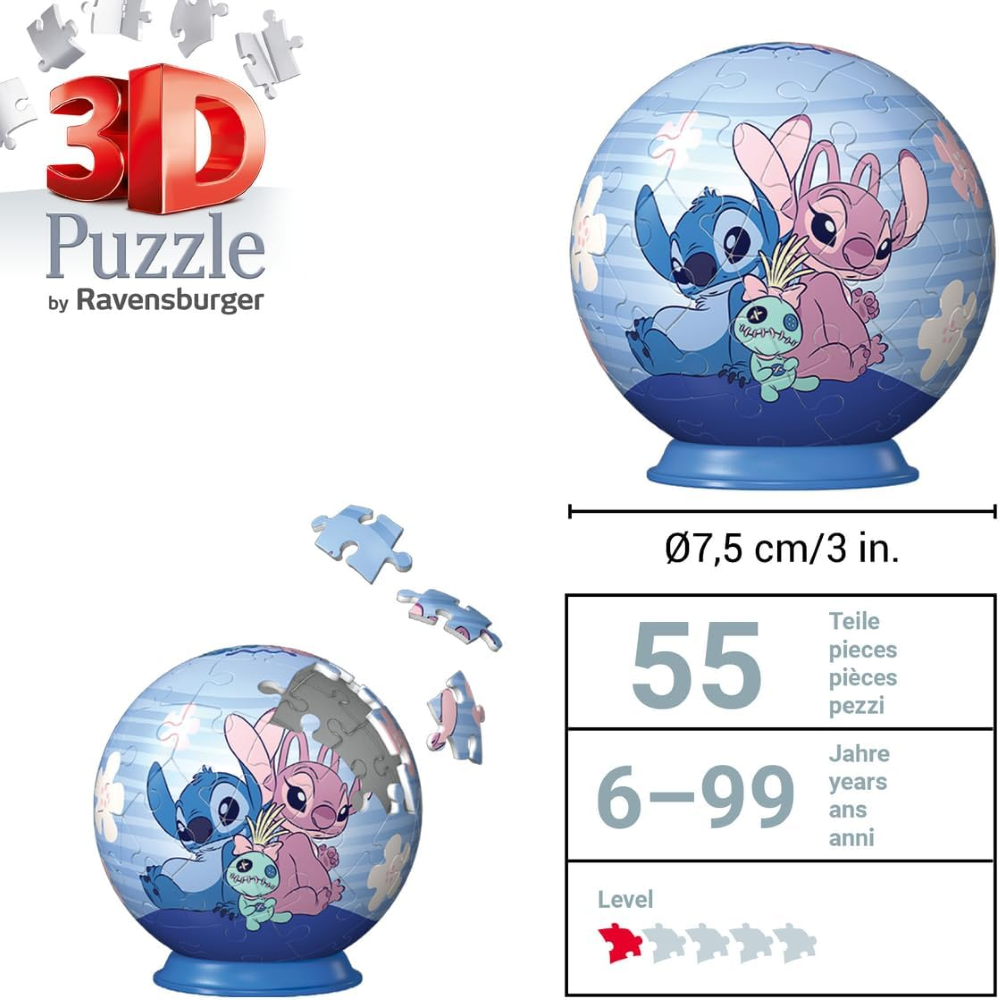 Ravensburger Puzzle 3D - Stitch Puzzleball 54 pc - Display 12 pc  74023