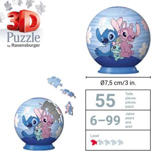 Ravensburger Puzzle 3D - Stitch Puzzleball 54 pc - Display 12 pc  74023