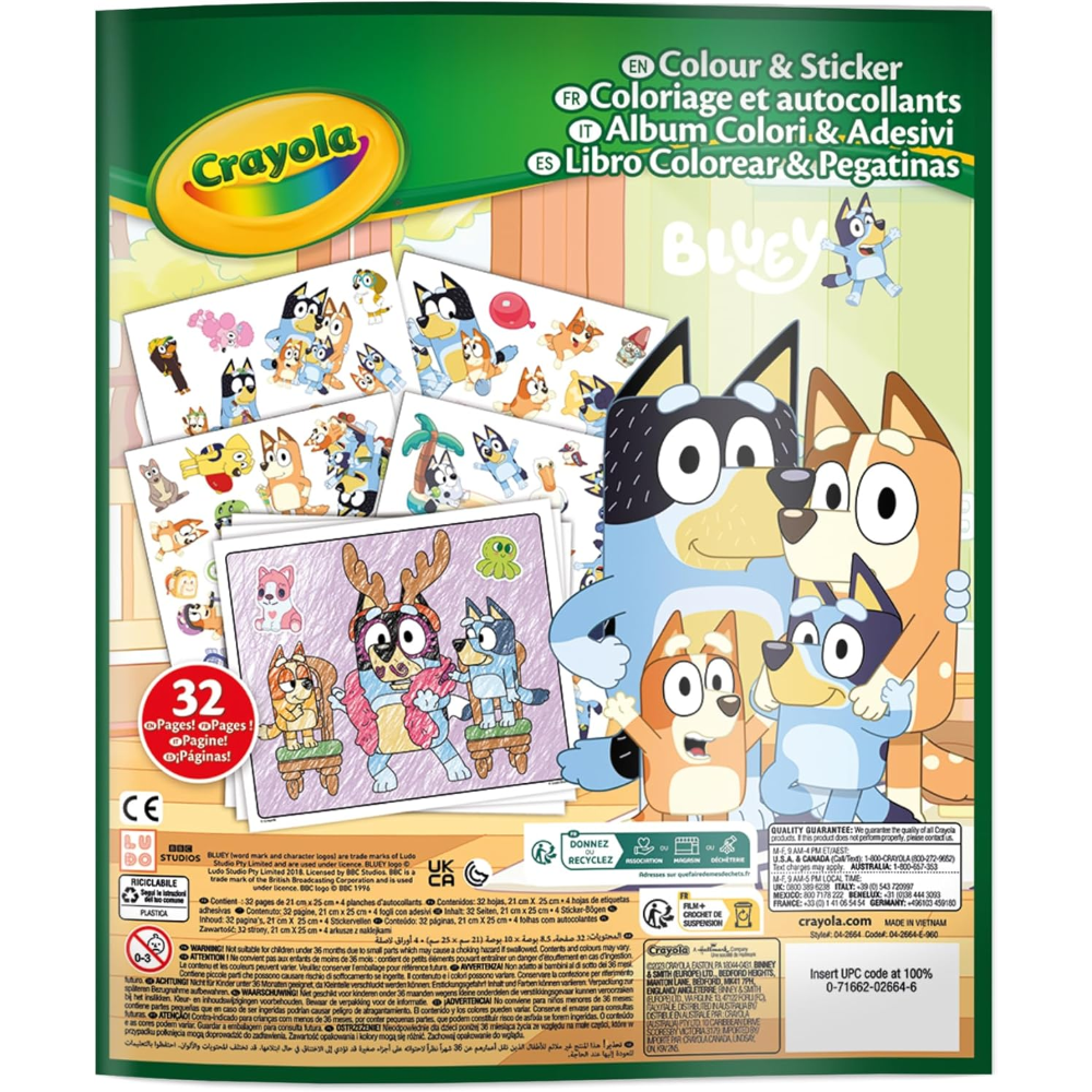 CRAYOLA - ALBUM COLOR & STICKER BLUEY 04-2664