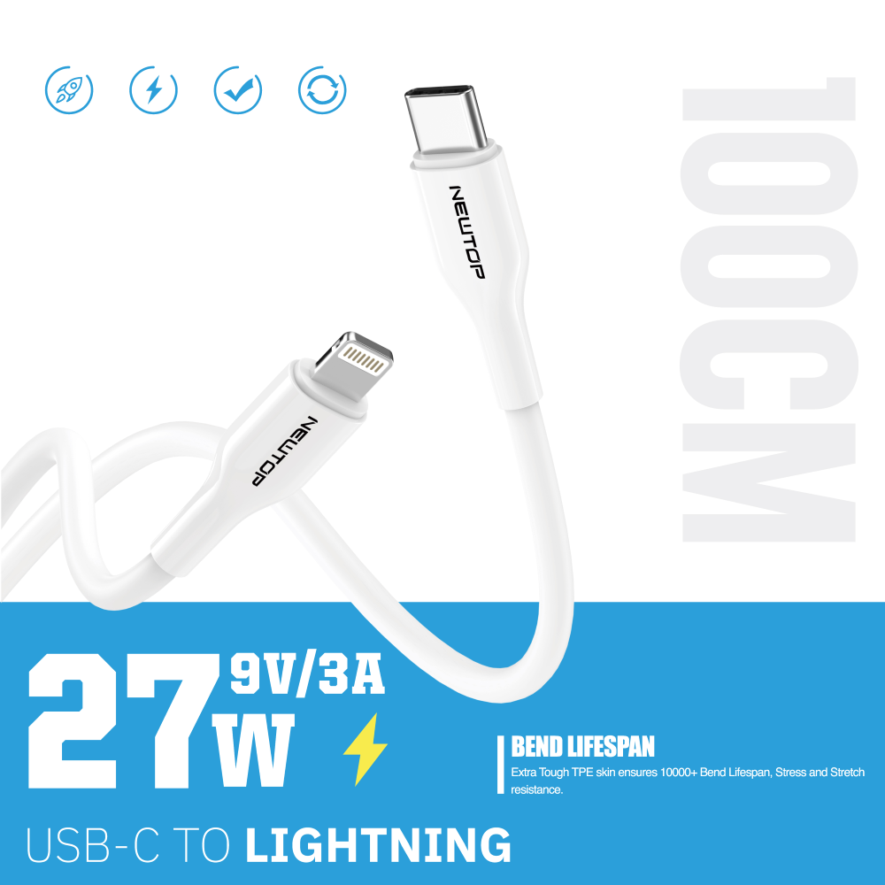 NEWTOP CU39 CAVO COLOR POP 100CM TYPE-C/LIGHTNING