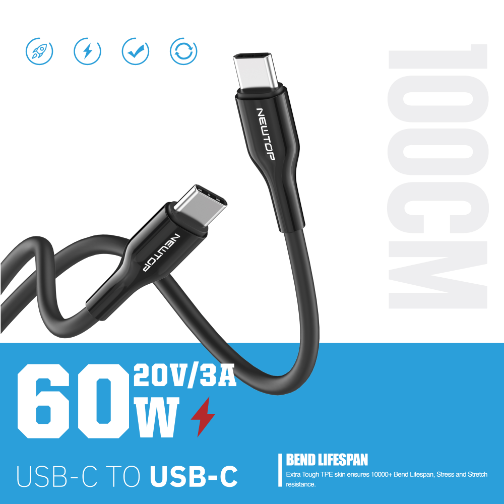 NEWTOP CU39 CAVO COLOR POP 100CM TYPE-C/TYPE-C