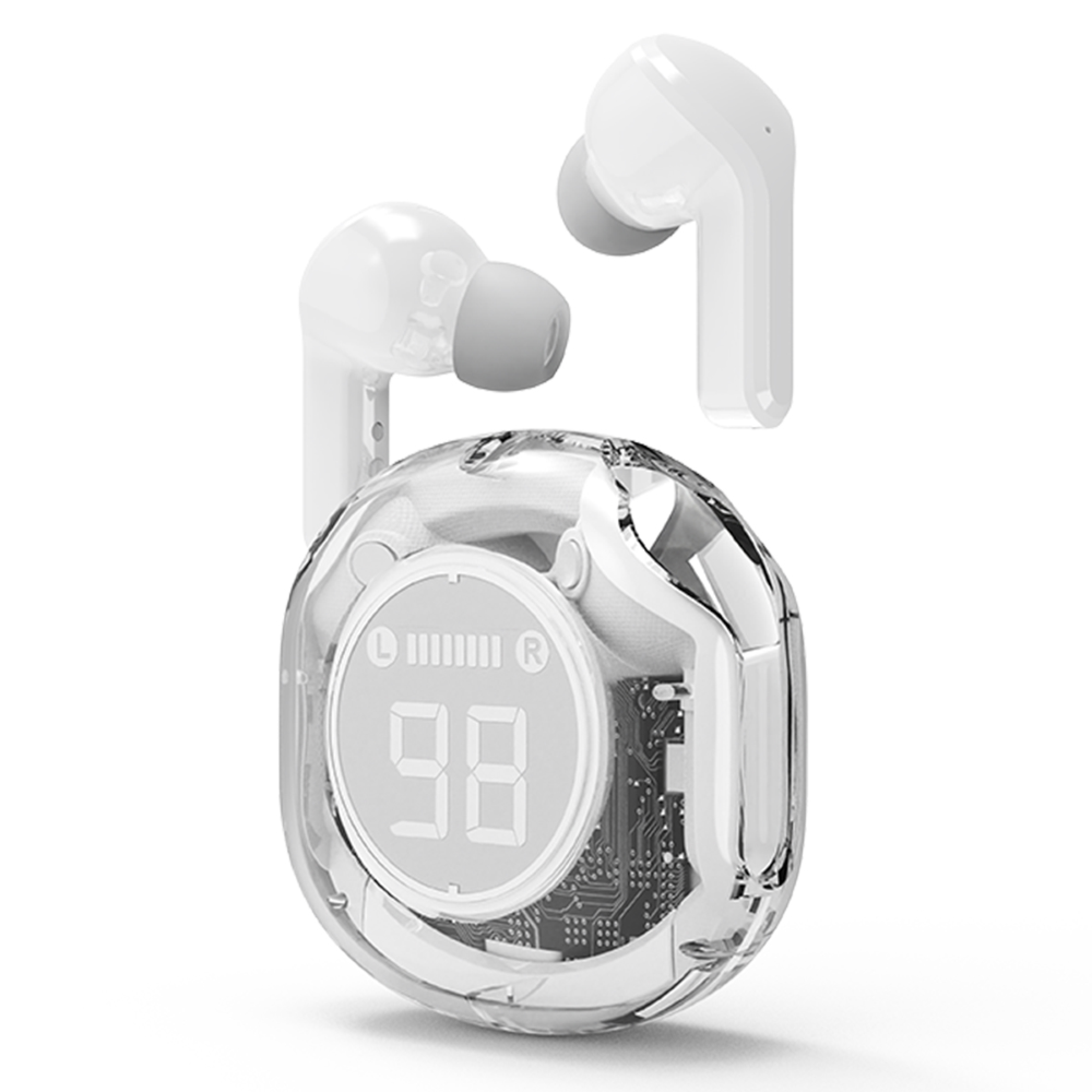 TECHMADE GEMBIRD AURICOLARI IN-EAR TWS TRASPARENTI, BIANCO