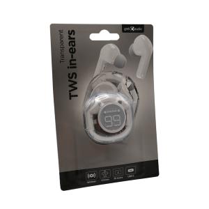 TECHMADE GEMBIRD AURICOLARI IN-EAR TWS TRASPARENTI, BIANCO