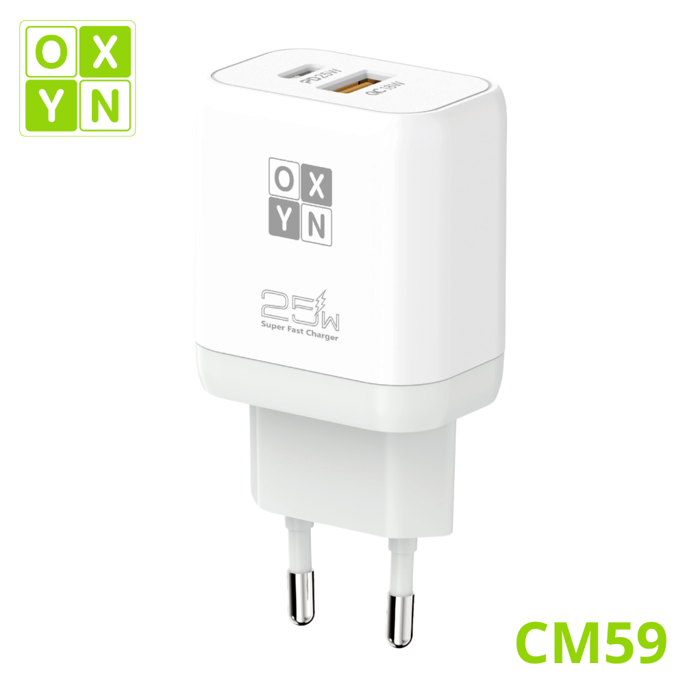 OXYN CM59 CARICATORE DA MURO USB-A + PD 25W