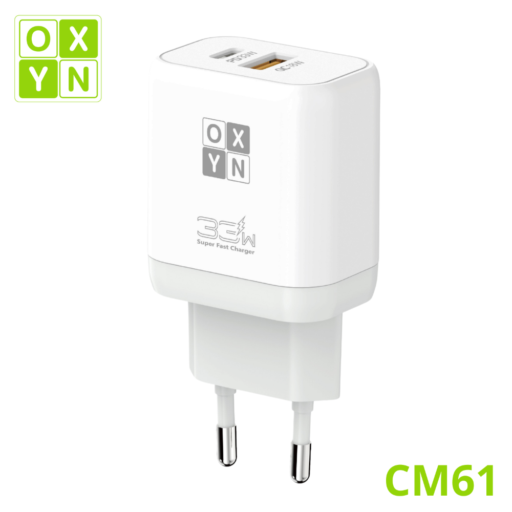 OXYN CM61 CARICATORE DA MURO USB-A + PD 33W