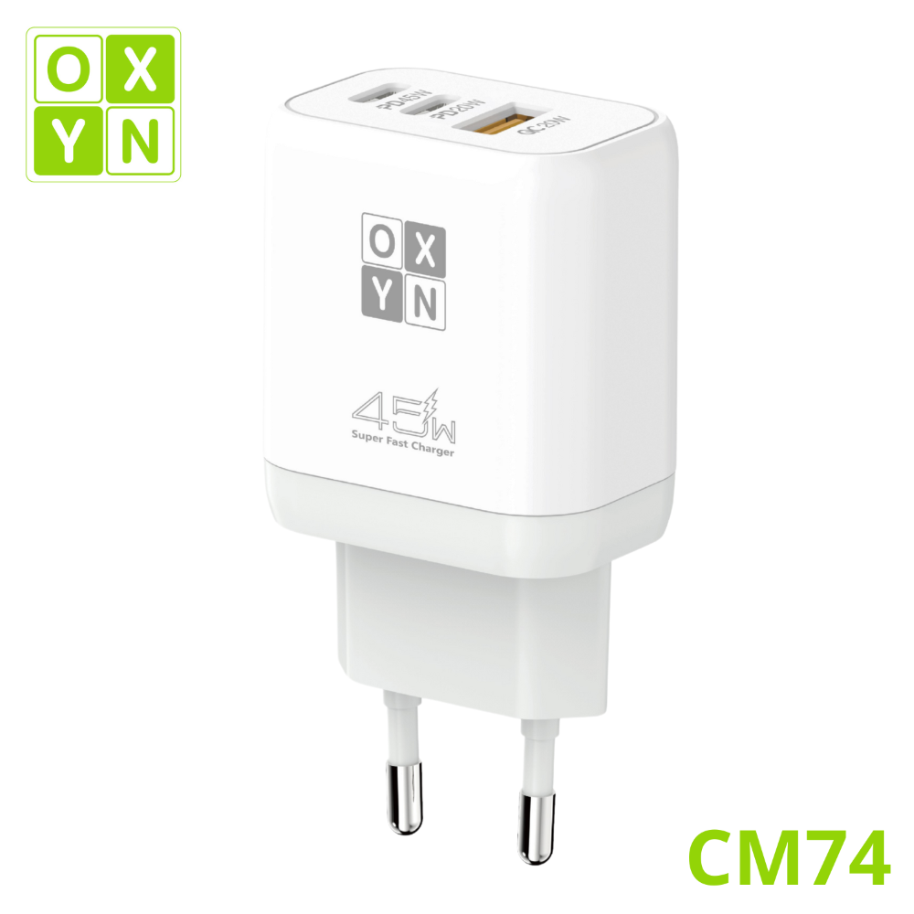 OXYN CM74 CARICATORE DA MURO USB-A + 2C 45W