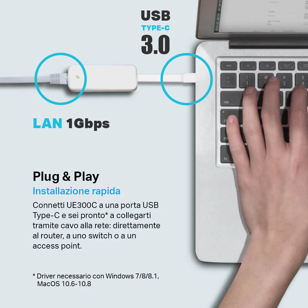 TP-LINK / Adattatore di rete da USB 3.0 Type C a Gigabit Ethernet