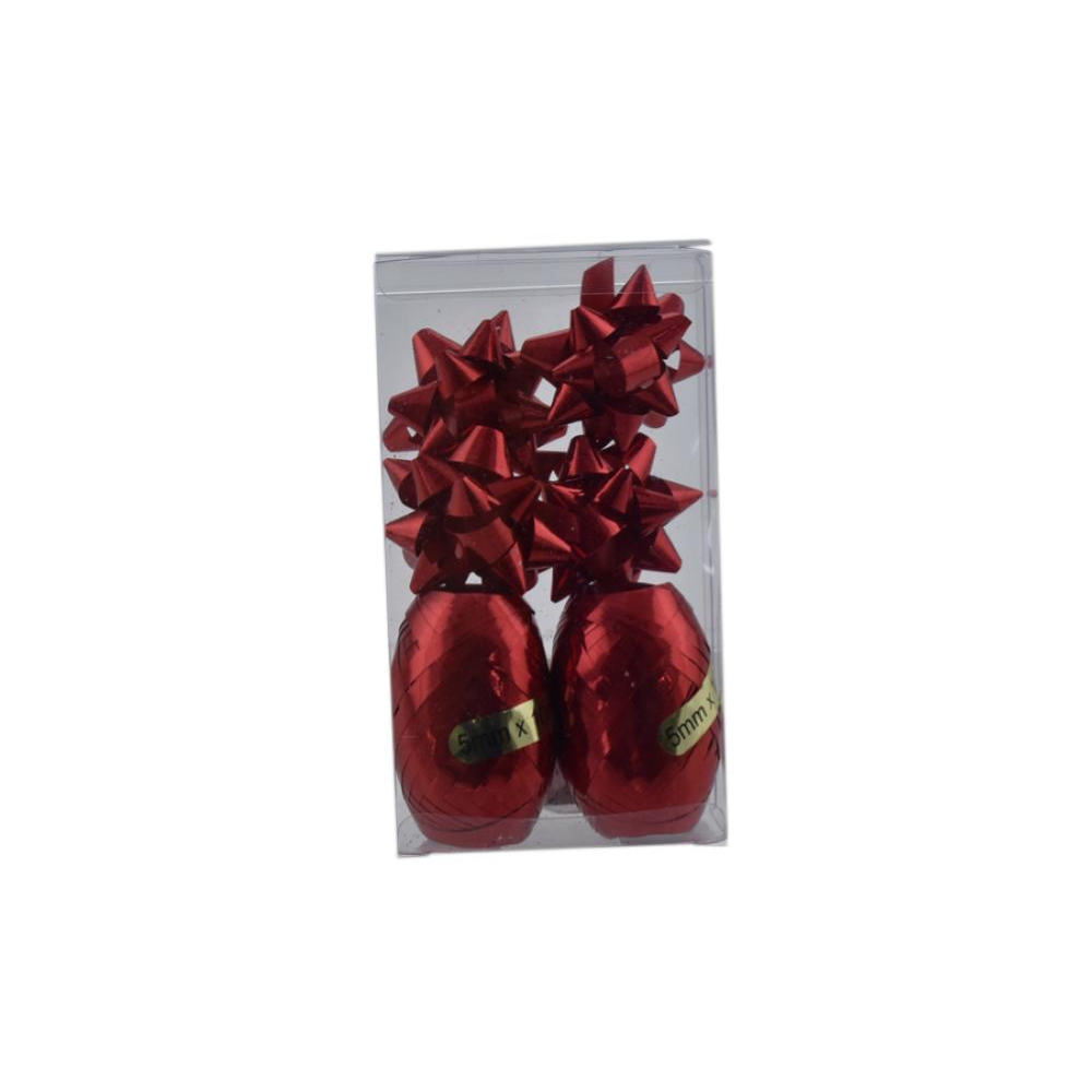 NATALUNA SET 4 COCCARDE+2 NASTRINI ROSSO SL6-01