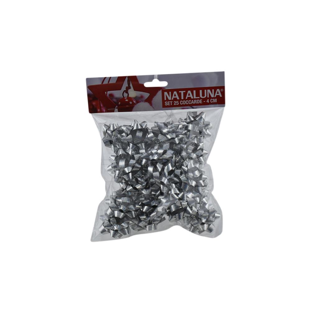 NATALUNA SET 25 COCCARDE D.4CM ARGENTO SL6-12