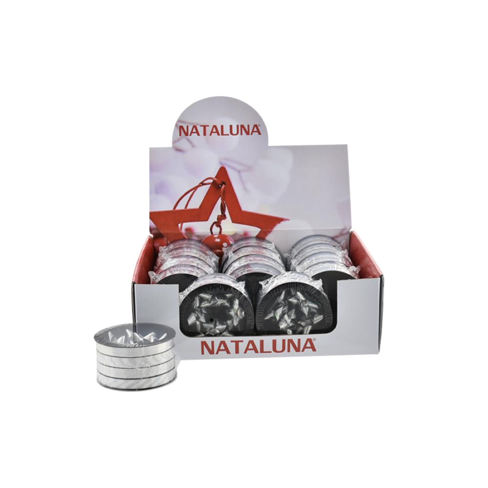 NATALUNA NASTRO 3CMX10MT+4COCC DISP.15P ARGENTO