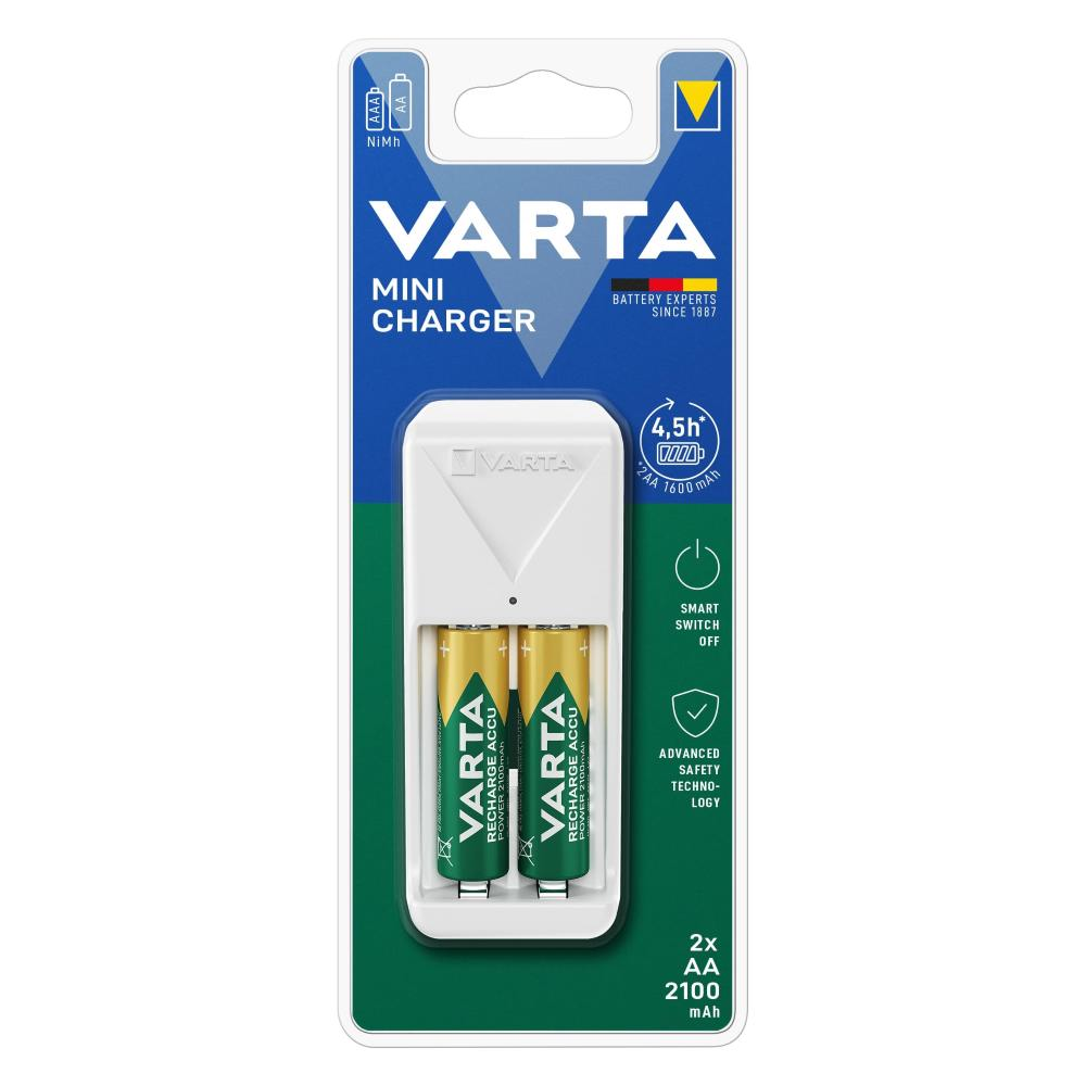 VARTA CARICABATTERIE STILO E MINI STILO CON 2PZ STILO 2100 MAH BIANCO