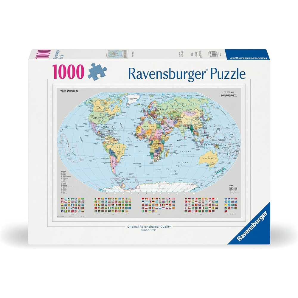 Ravensburger Puzzle 1000 PC illustrated - Mappamondo politico 12000065