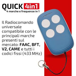 SUPERIOR RADIOCOMANDO PER FAAC, BFT, V2, CAME - CODICE FISSO