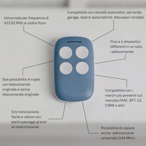 SUPERIOR RADIOCOMANDO PER FAAC, BFT, V2, CAME - CODICE FISSO