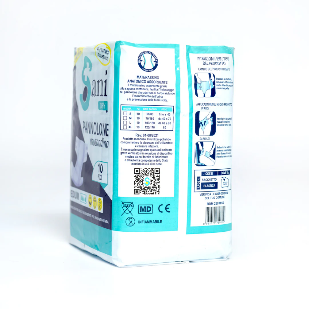 PREORDINE - SANI DRY - PANNOLONE MUTANDINA PER INCONTINENZA PER ADULTI - TAGLIA L. - 10PZ