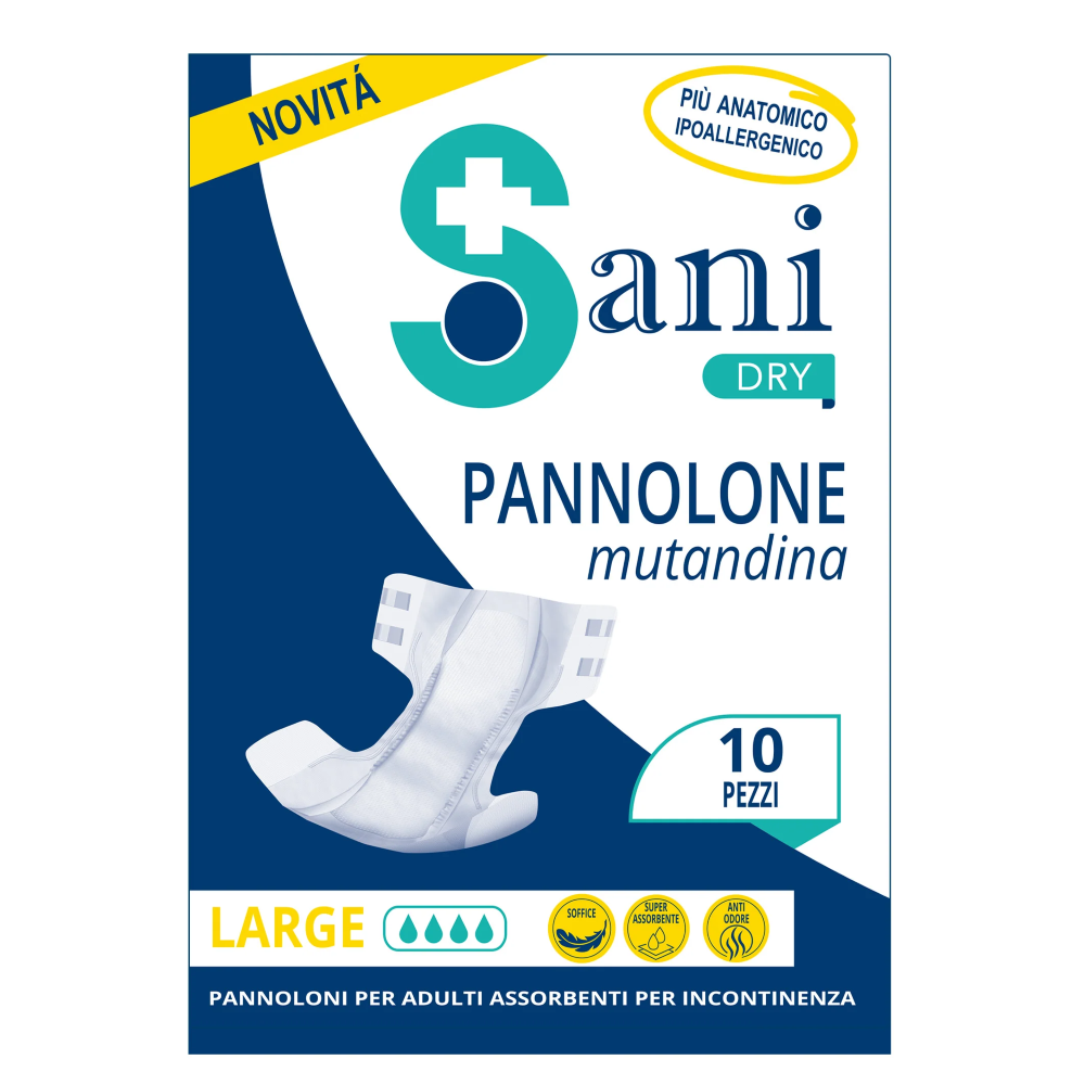 PREORDINE - SANI DRY - PANNOLONE MUTANDINA PER INCONTINENZA PER ADULTI - TAGLIA L. - 10PZ