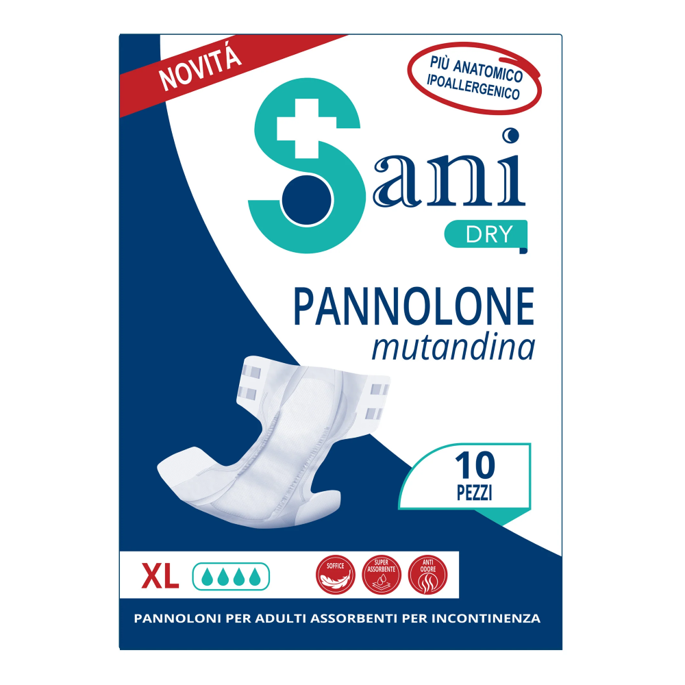 SANI DRY - PANNOLONE MUTANDINA PER INCONTINENZA PER ADULTI - TAGLIA XL. - 10PZ