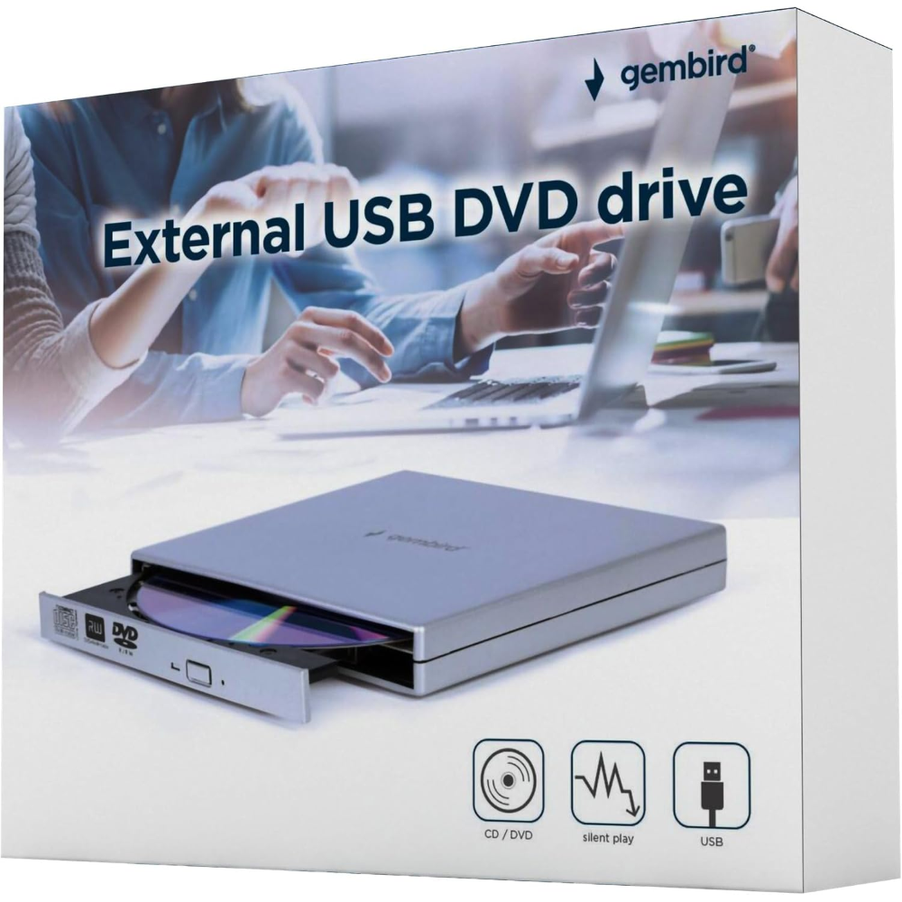 TECHMADE GEMBIRD EXTERNAL USB DVD DRIVE SILVER