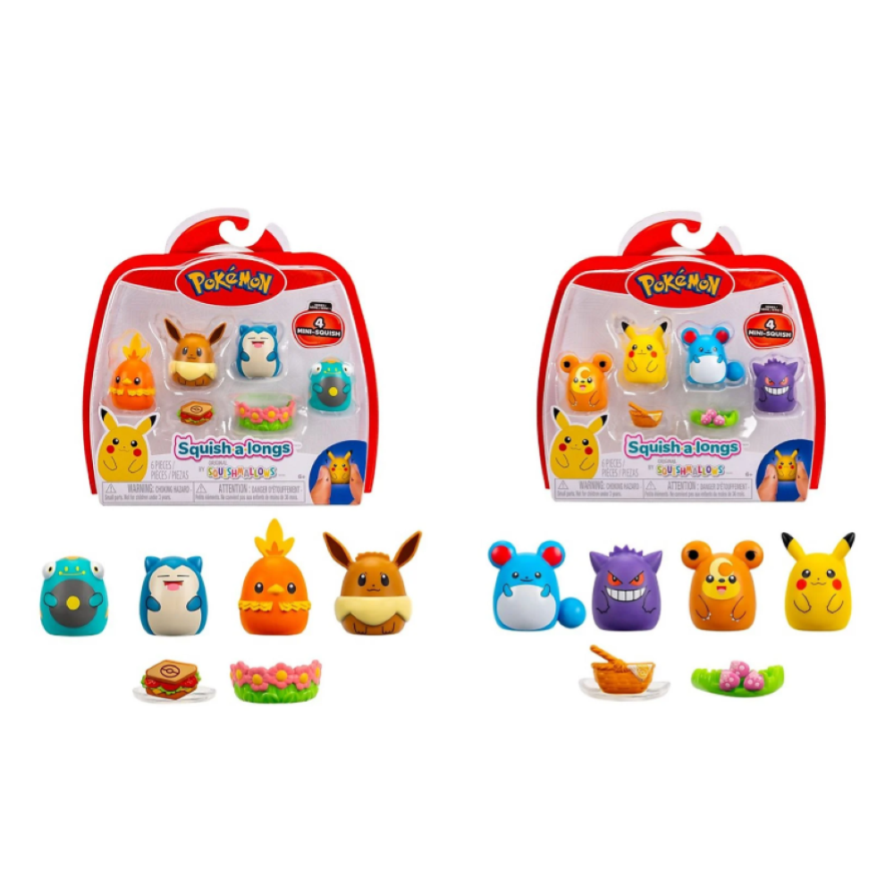 Rei Toys - Squish a longs Pokémon pack 4 personaggi Blister SQAL1800