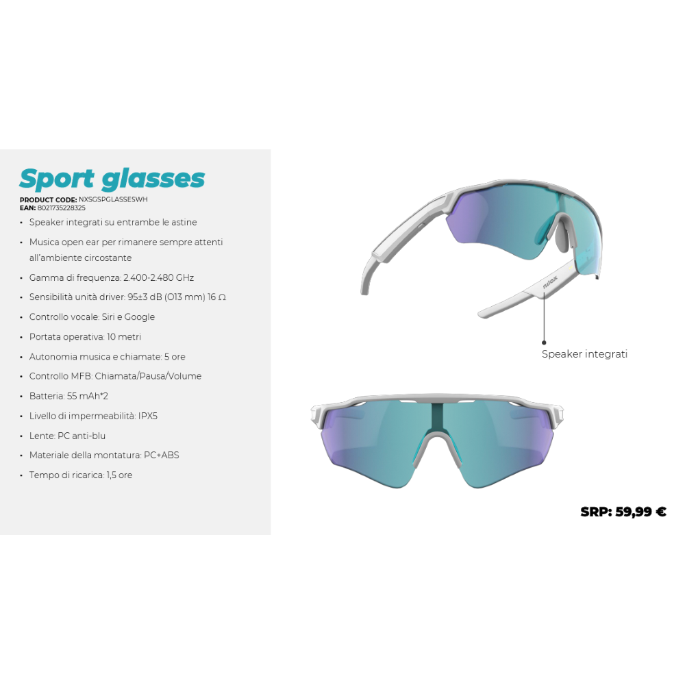 NILOX SMART AUDIO GLASSES NXSGSPGLASSESWH