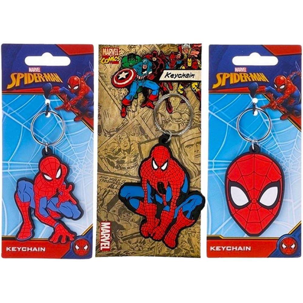 Portachiavi 2D Spiderman PVC 3 assortitis 6,5x12cm