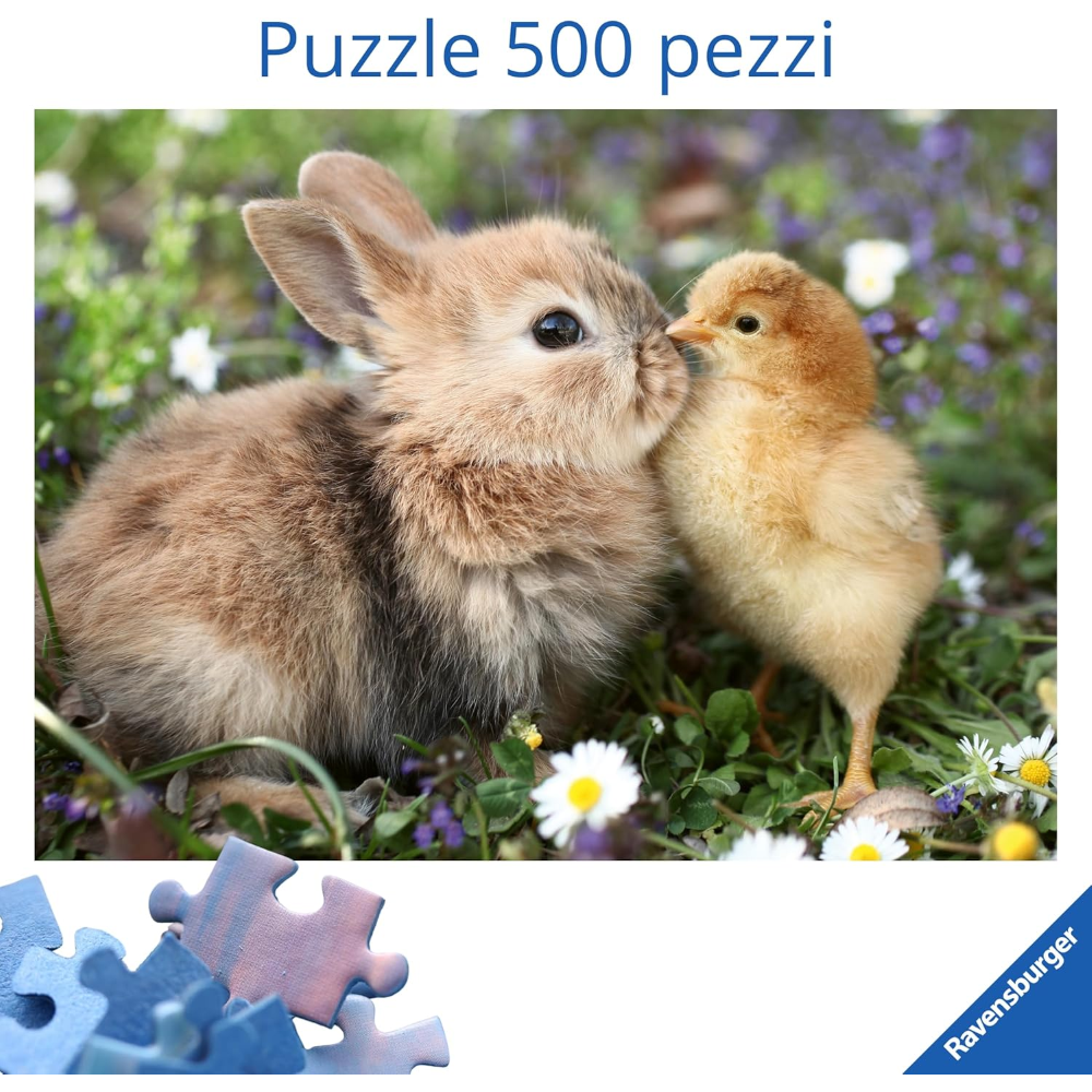 Ravensburger Puzzle 500 PC - Puppies Collection: coniglietto e pulcino 