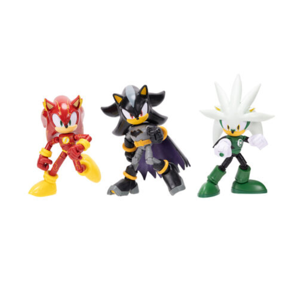 Jakks - DC X Sonic multipack 4 personaggi da 13 figure power (Sonic-Flash, Silver-Lanterna verde. Shadow-batman ) 429094