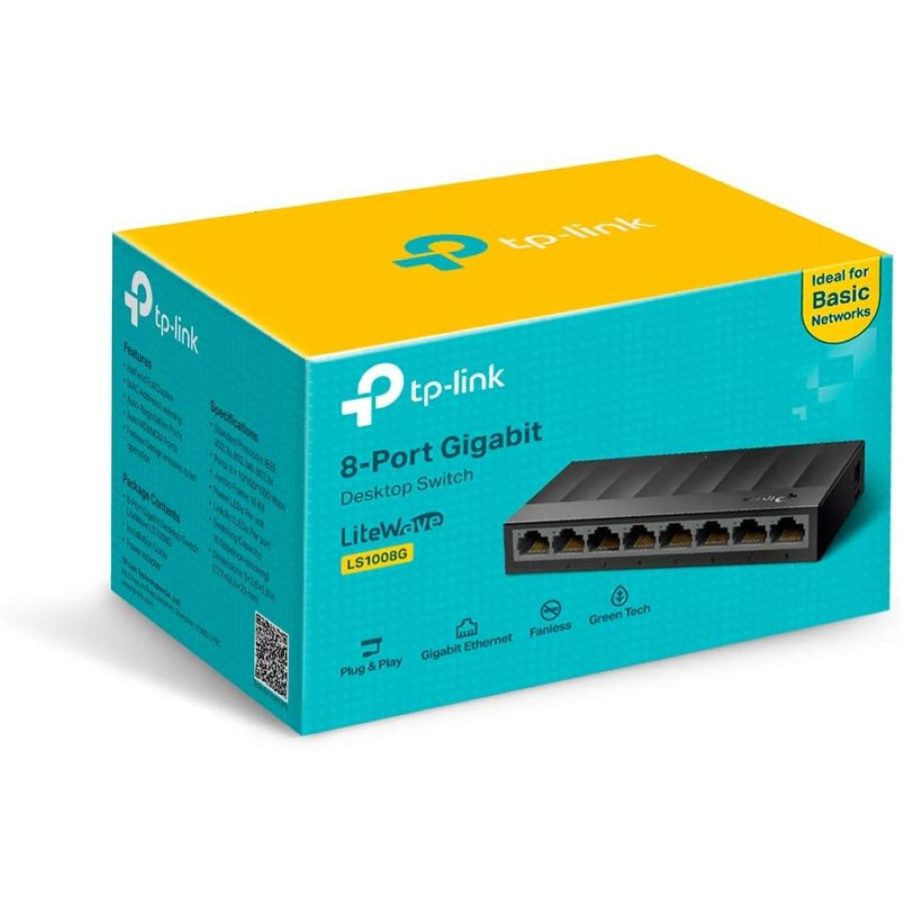 TP-Link - LS1008G - Switch da desktop a 8 porte Gigabit (8 porte RJ45, IEEE 802.3x)