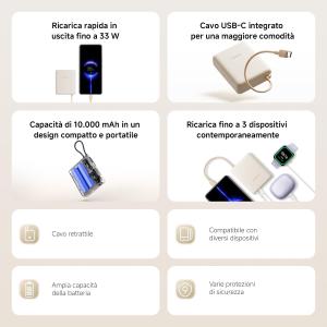 XIAOMI  POWER BANK 33W  - Power Bank 20000mAh (Integrated Cable) Tan GL