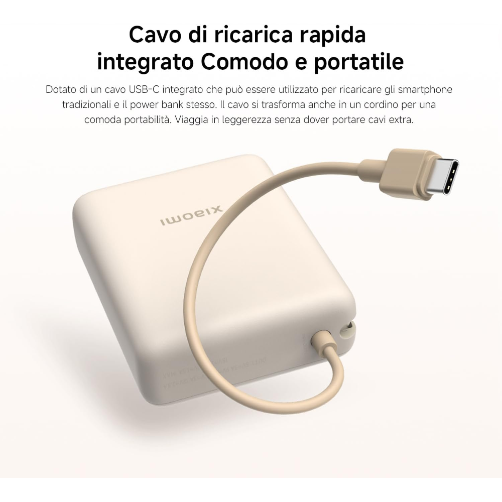 XIAOMI  POWER BANK 33W  - Power Bank 20000mAh (Integrated Cable) Tan GL