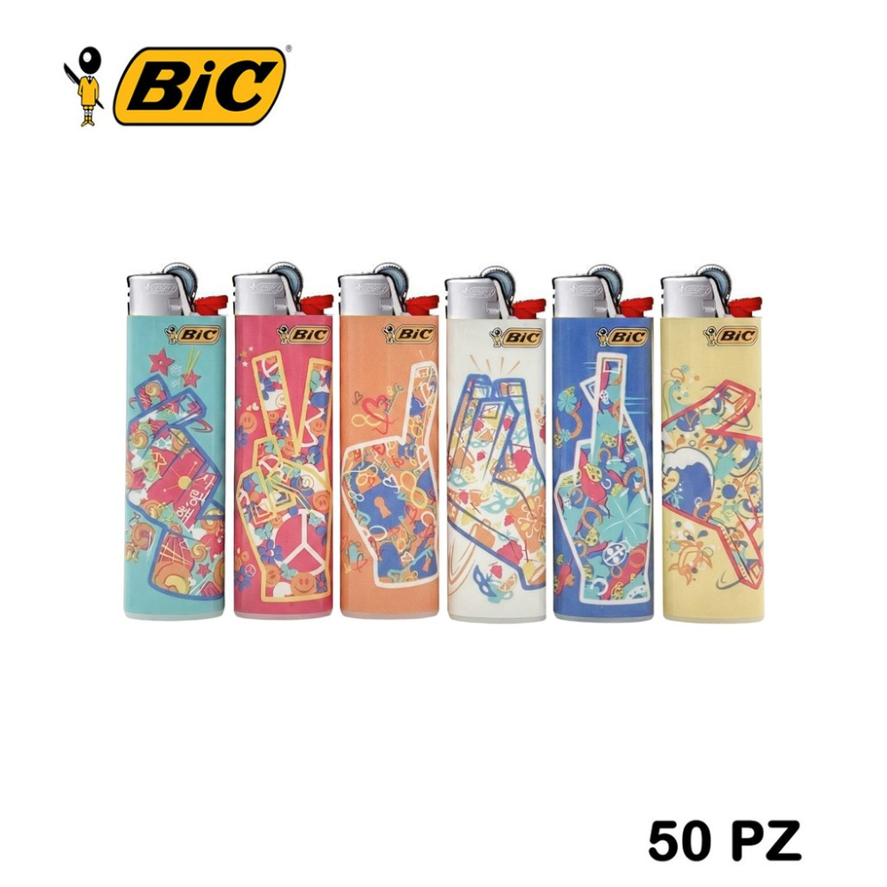 BIC ACCENDINI SLIM J23 FLOWER HANDS 1PZ=(50PZ)