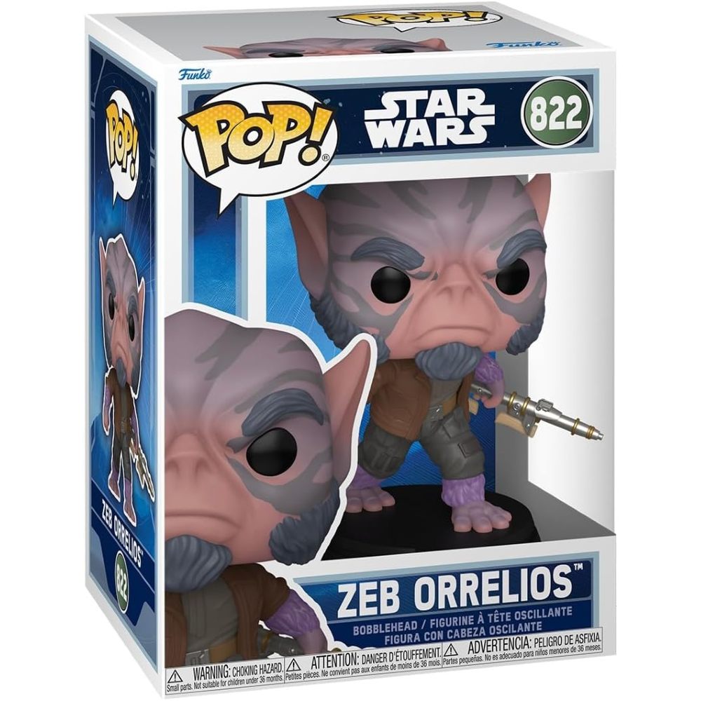 FUNKO POP STAR WARS:THE MANDALORIAN&GROGU  - VINYL FIGURE POP 822 ZEB ORRELIOS 9CM 