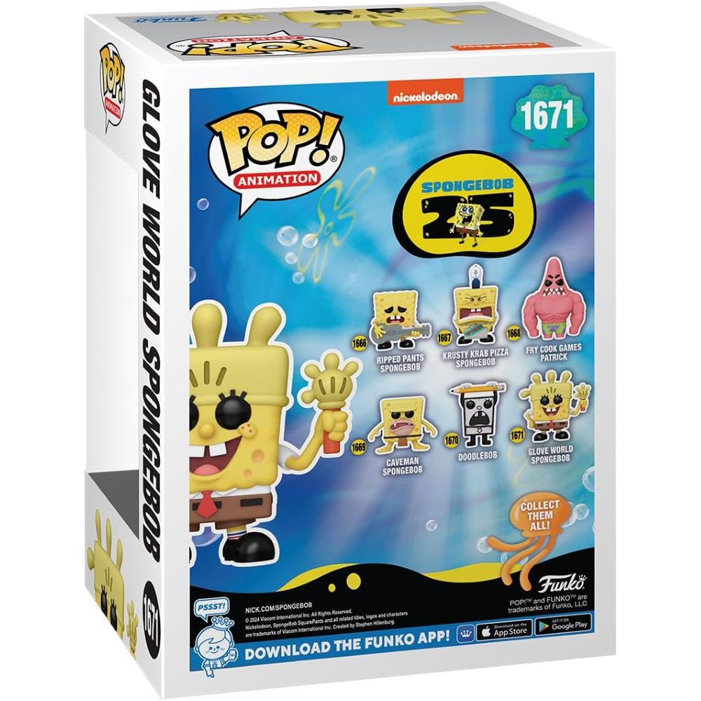 FUNKO POP SPONGEBOB: 25TH ANNIVERSARY - VINYL FIGURE 1671 GLOVE WORLD SPONGEBOB 9CM 