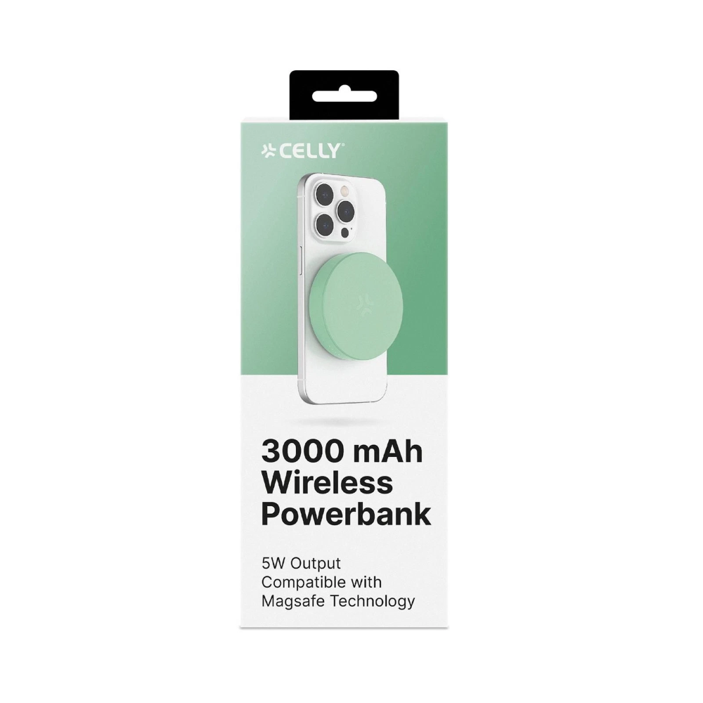 CELLY - 5W CIRCLE POWERBANK MAGSAFE 3000 MAH - GREEN