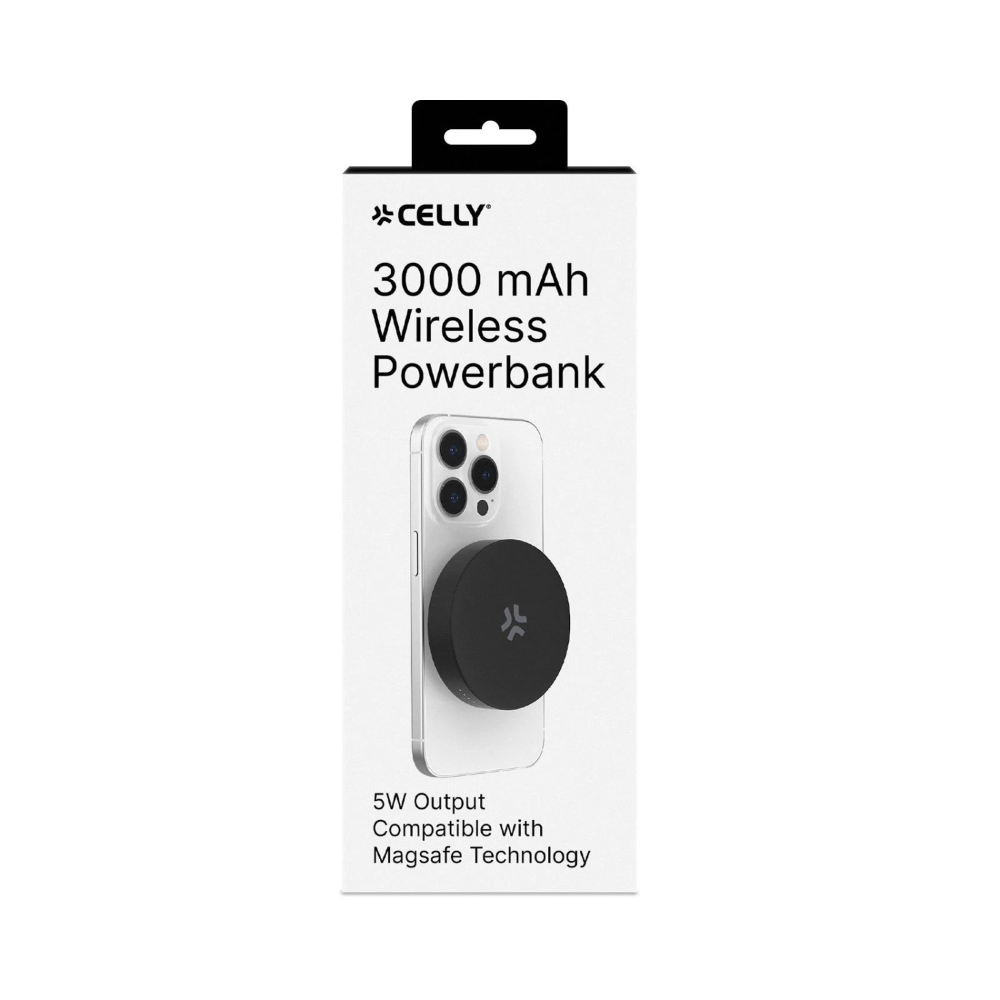 CELLY - 5W CIRCLE POWERBANK MAGSAFE 3000 MAH - BLACK