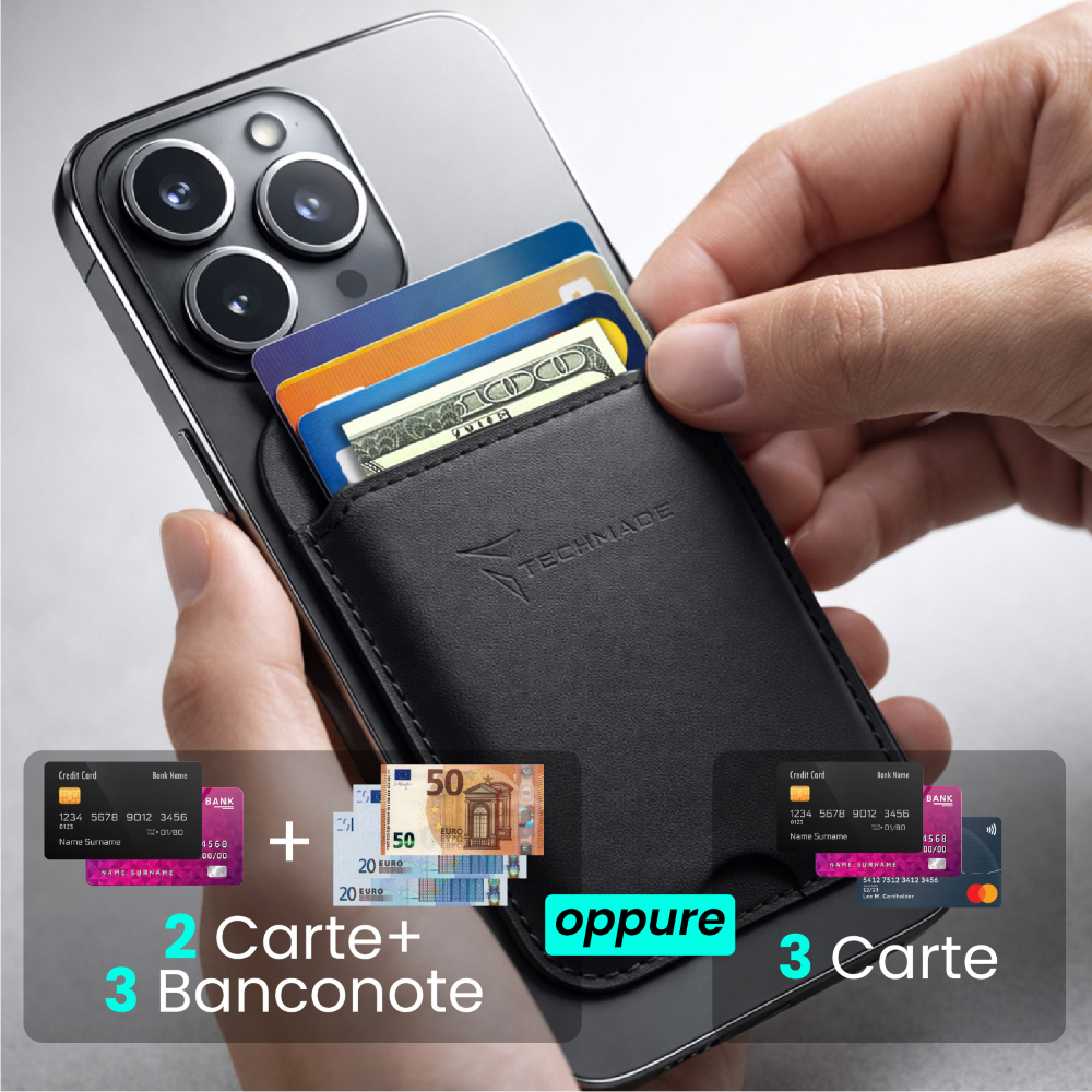 TECHMADE SMART WALLET SLIM DESIGN MAGNETIC 3 CARTE JEANSLIGHTBL