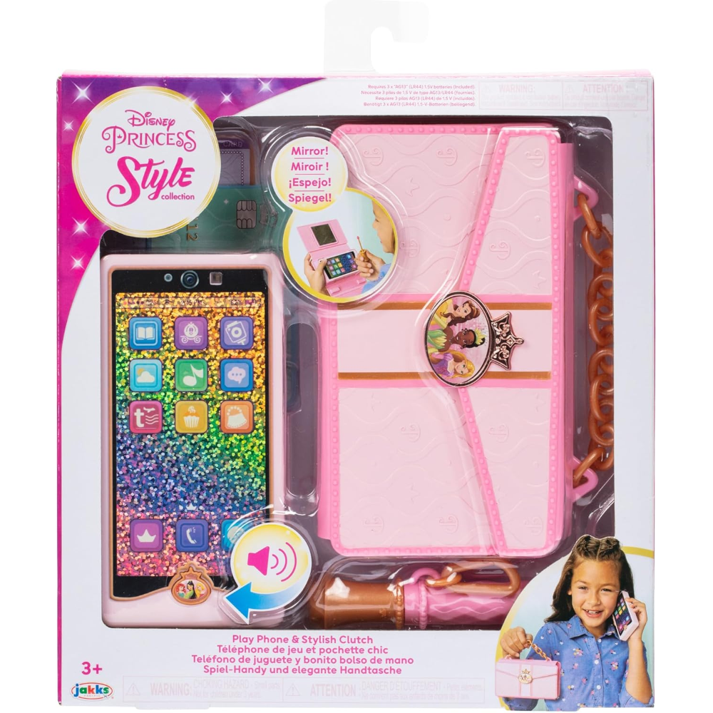 Jakks - Disney Princess Style Collection Smartphone con custodia e accessori 221314-RF1-V2