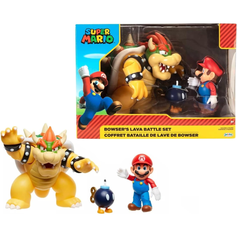 Jakks - Nintendo Super Mario Set Battaglia di Lava Mario vs Bowser 64512-4L