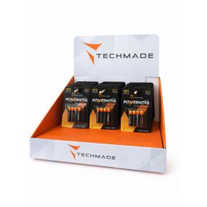 TECHMADE BUNDLE 72PZ - BATTERIE ALCALINE AA+AAA - CON ESPOSITORE DA BANCO