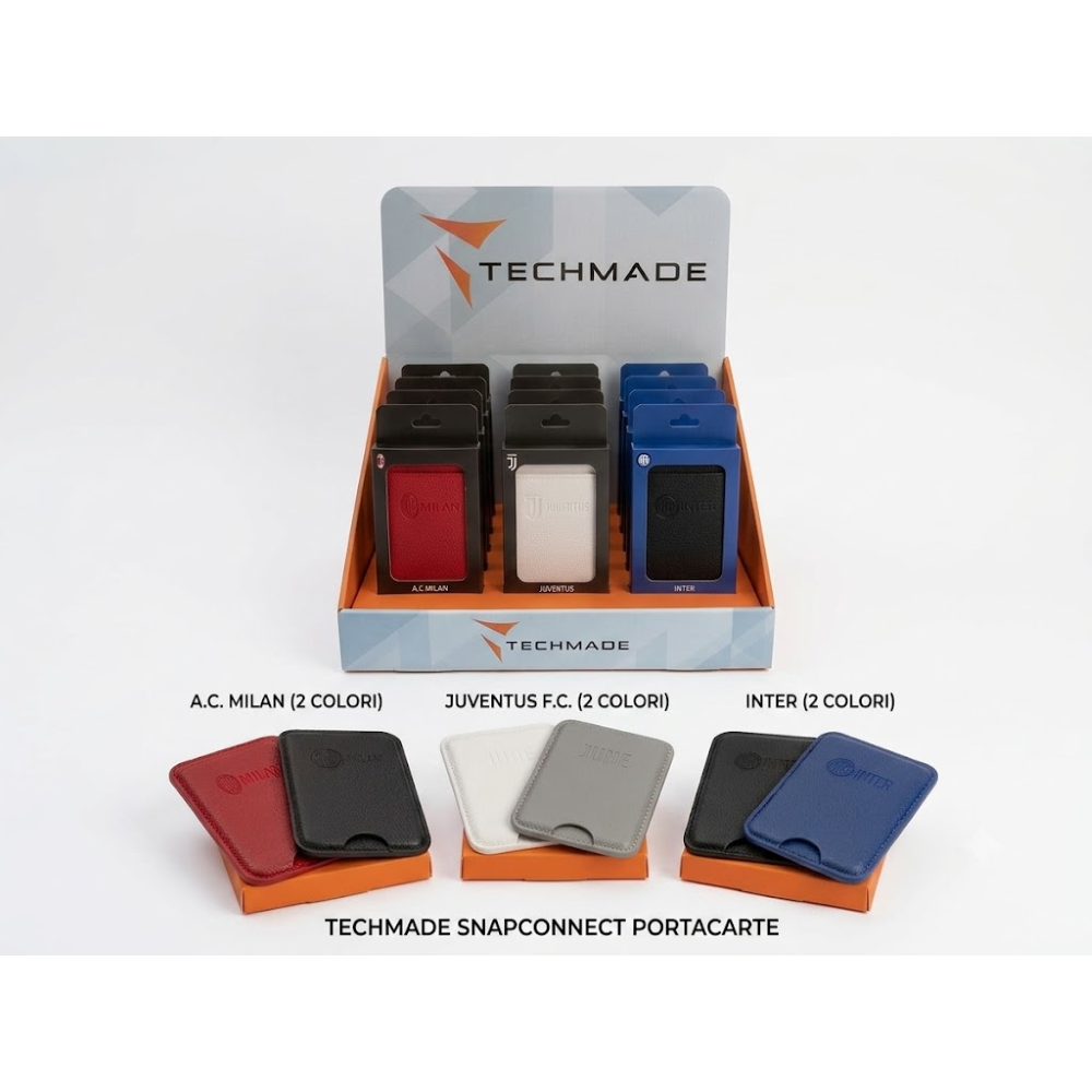 TECHMADE BUNDLE 12PZ - WALLET PORTACARTE MAGNETICO INTER-MILAN-JUVE - CON ESPOSITORE DA BANCO