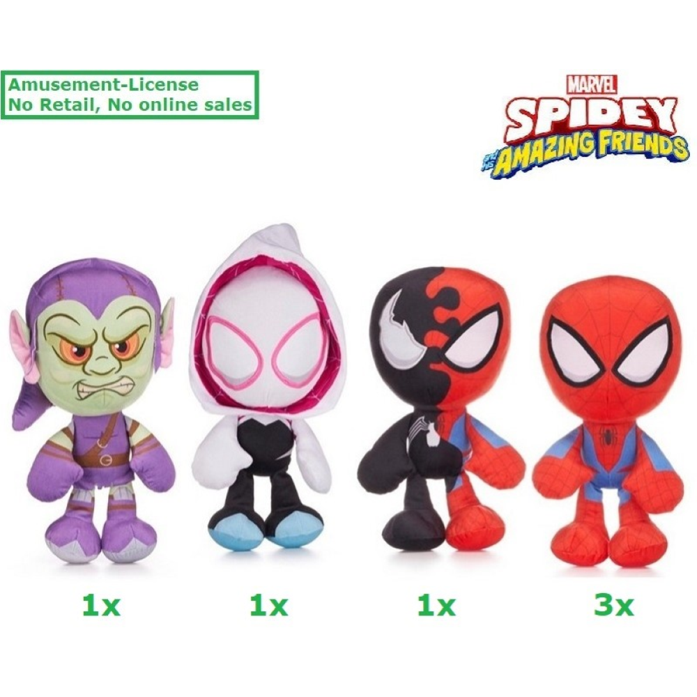 SPIDERMAN - SPIDEY AMAZING FRIENDS -  PELUCHE 4 PERSONAGGI ASSORTITI   30cm