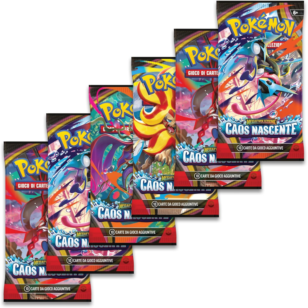 Pokemon - BUNDLE 6 BUSTINE "M4 MEGA EVOLUZIONI - CAOS NASCENTE"  IT